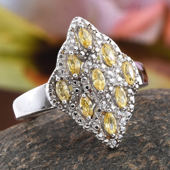 Jewelry - Simulated Yellow Diamond Platinum Bond Brass